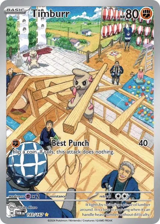 Pokemon Twilight Masquerade Timburr #183 — Illustration Rare Pokémon card