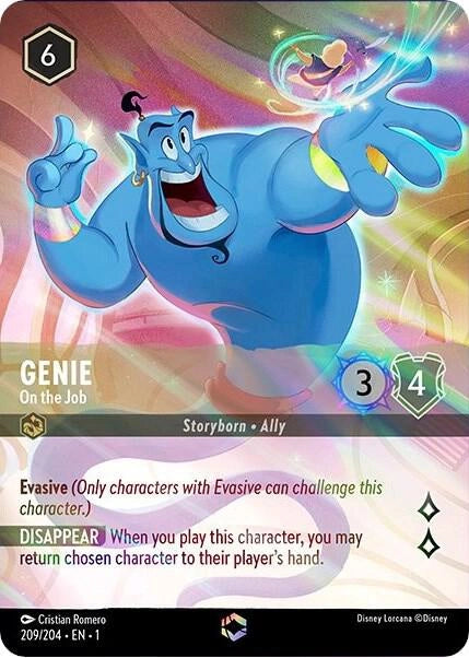 Lorcana The First Chapter Genie - On the Job (Enchanted) #209/204 — Holofoil Disney Lorcana card