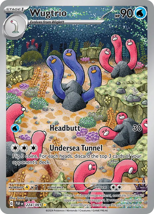 Pokemon Paldean Fates Wugtrio #224 — Illustration Rare Pokémon card