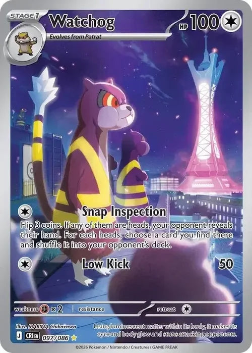 Pokemon Chaos Rising Watchog #097 — Illustration Rare Pokémon card