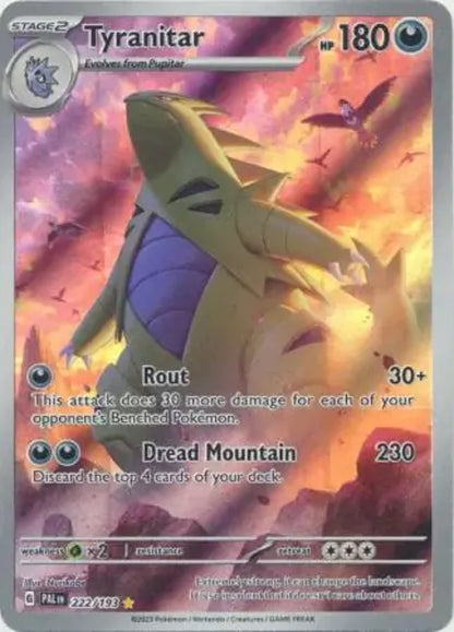 Pokemon Paldea Evolved Tyranitar #222 — Illustration Rare Pokémon card