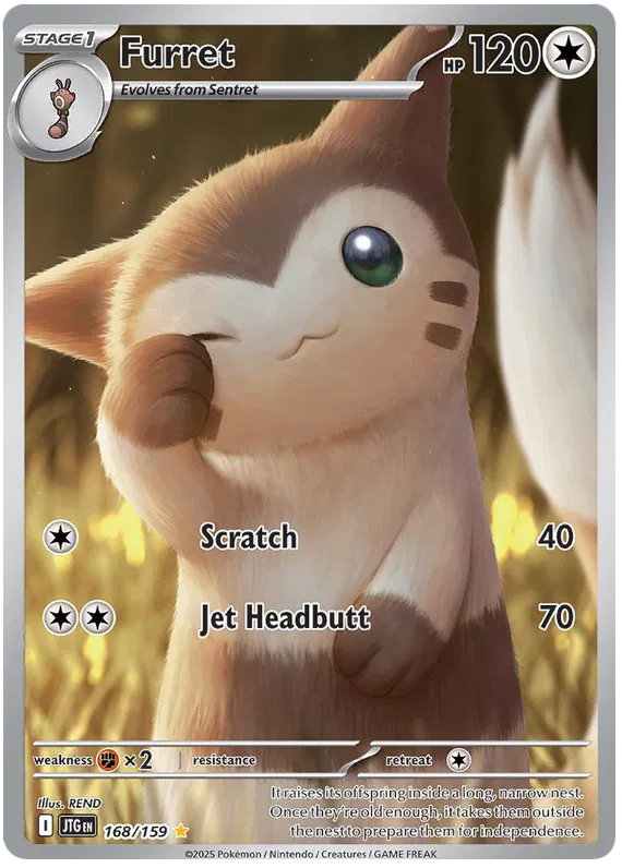 Pokemon Journey Together Furret #168 — Illustration Rare Pokémon card