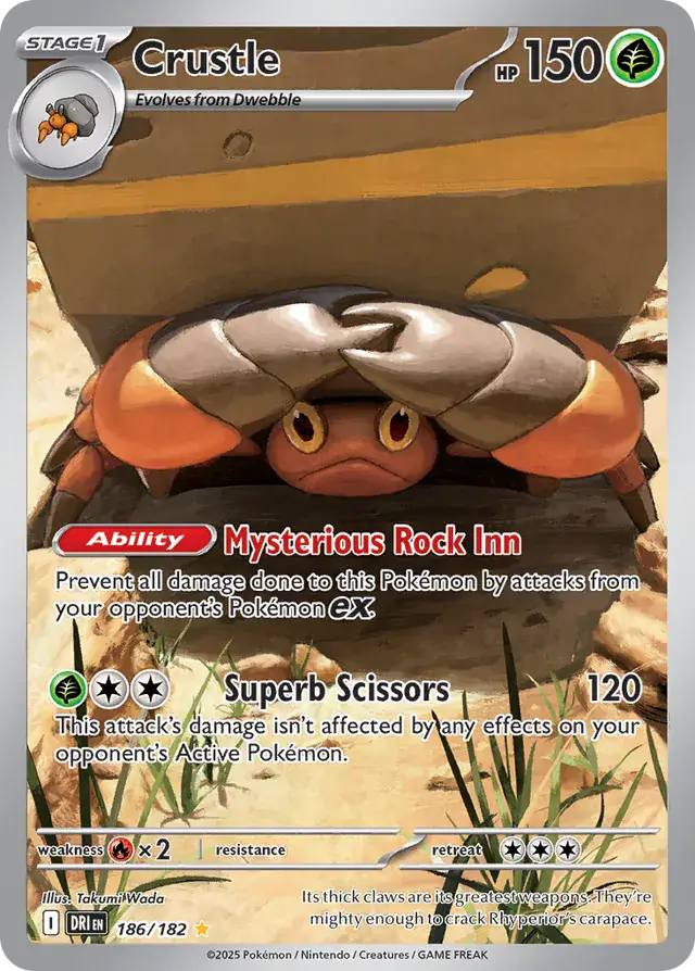 Pokemon Destined Rivals Crustle #186 — Illustration Rare Pokémon card