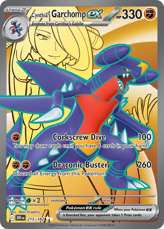 Pokemon Destined Rivals Cynthia's Garchomp #215 — Ultra Rare Pokémon card