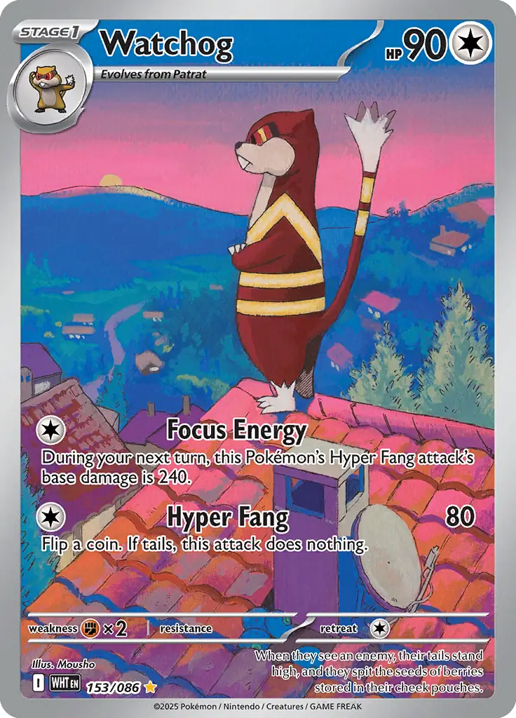 Pokemon White Flare Watchog #153 — Illustration Rare Pokémon card