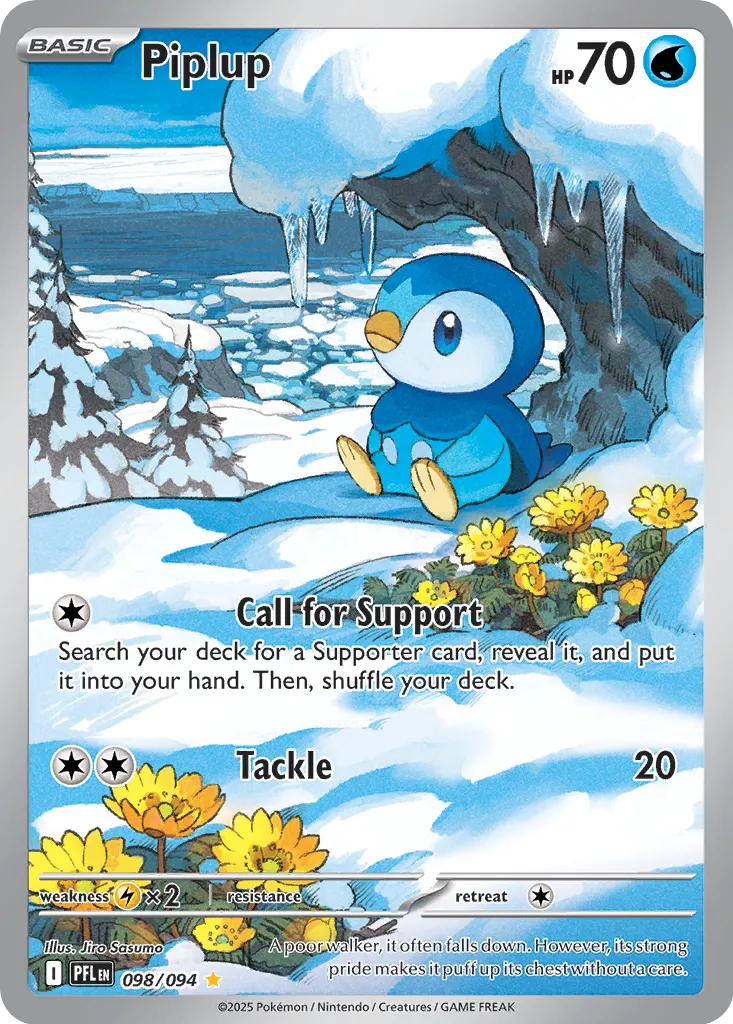 Pokemon Phantasmal Flames Piplup #098 — Illustration Rare Pokémon card