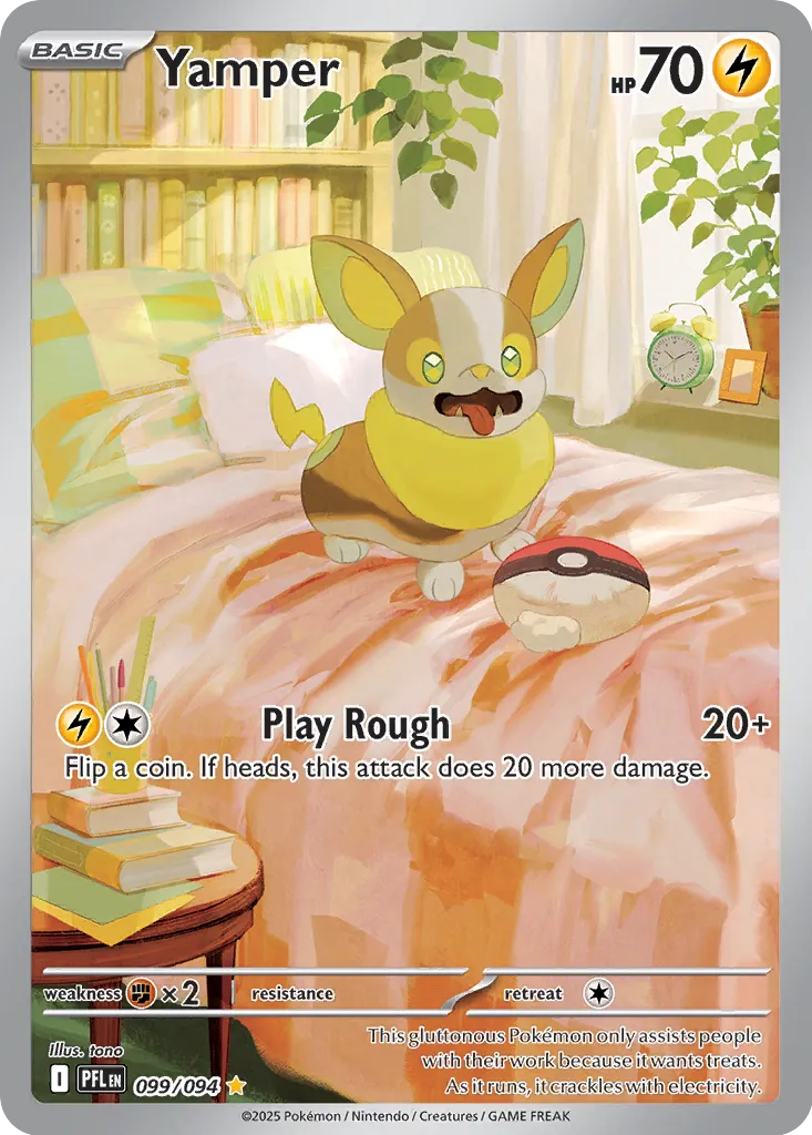 Pokemon Phantasmal Flames Yamper #099 — Illustration Rare Pokémon card
