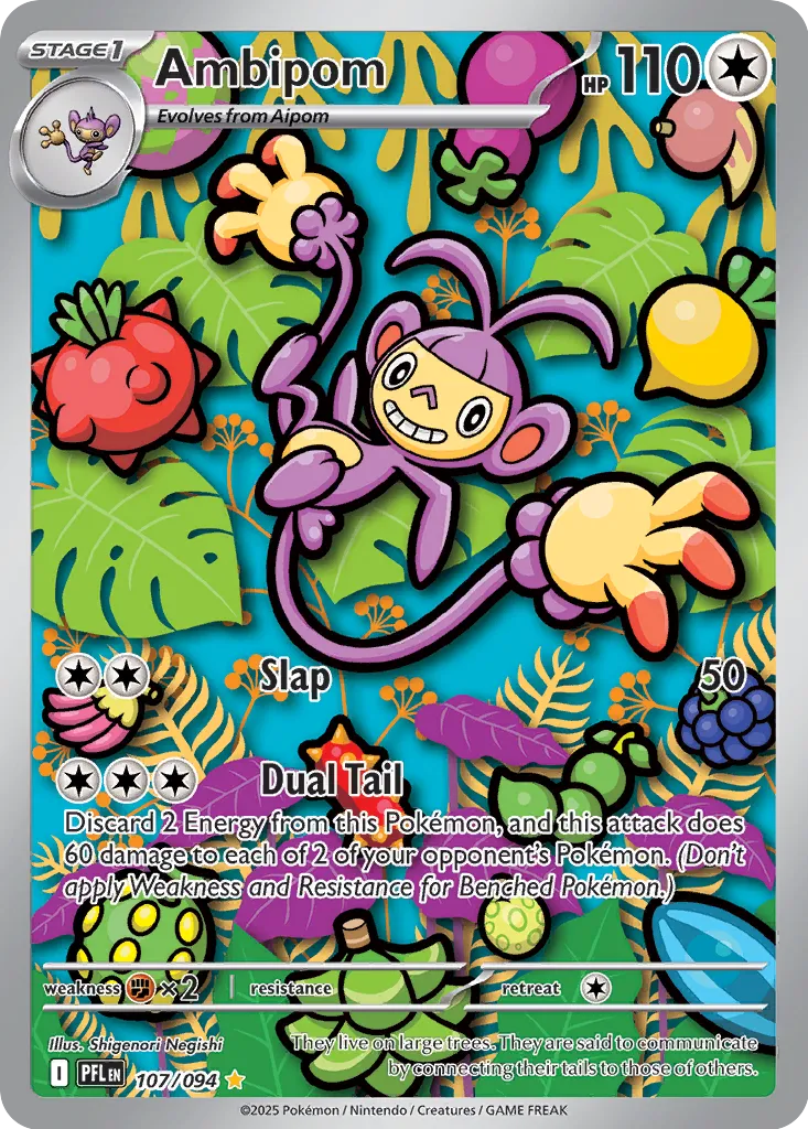 Pokemon Phantasmal Flames Ambipom #107 — Illustration Rare Pokémon card