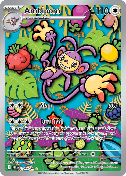 Pokemon Phantasmal Flames Ambipom #107 — Illustration Rare Pokémon card