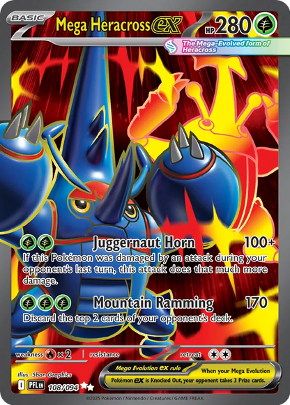 Pokemon Phantasmal Flames Mega Heracross #108 — Ultra Rare Pokémon card